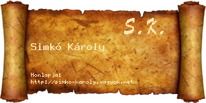 Simkó Károly névjegykártya